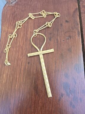 Gold Tone Century N.Y. Ankh Pendant Necklace - Elegant Women’s Jewelry